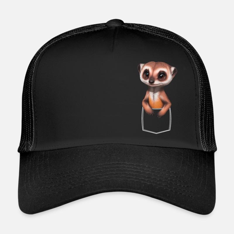 Suricate mignon dans la poche de poche de poitrine Casquette trucker 