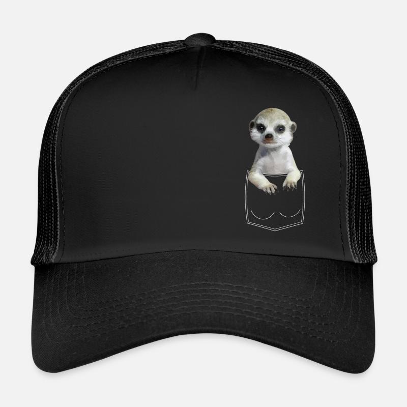 Erdmännchen Meerkat in Brusttasche Hemdtasche - Trucker Cap - Schwarz/Schwarz