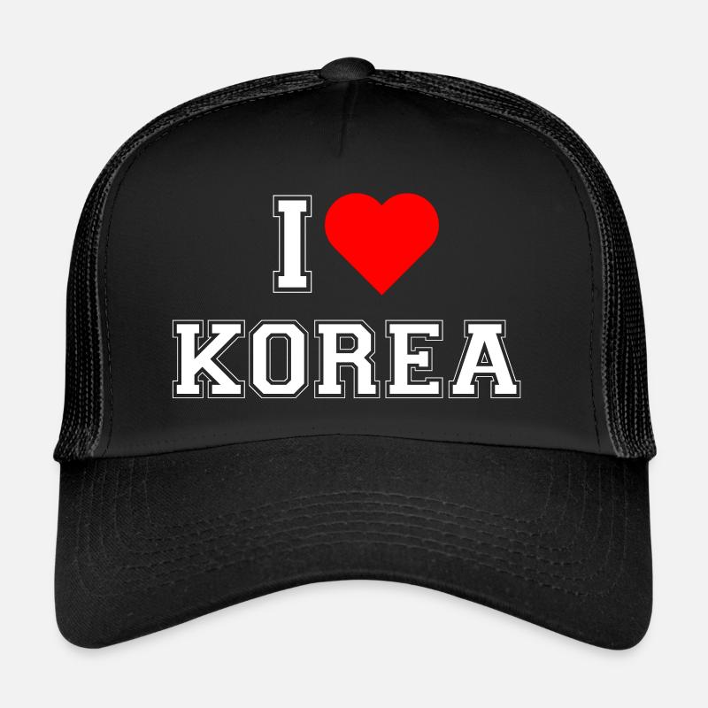I love Korea - Trucker Cap - Schwarz/Schwarz