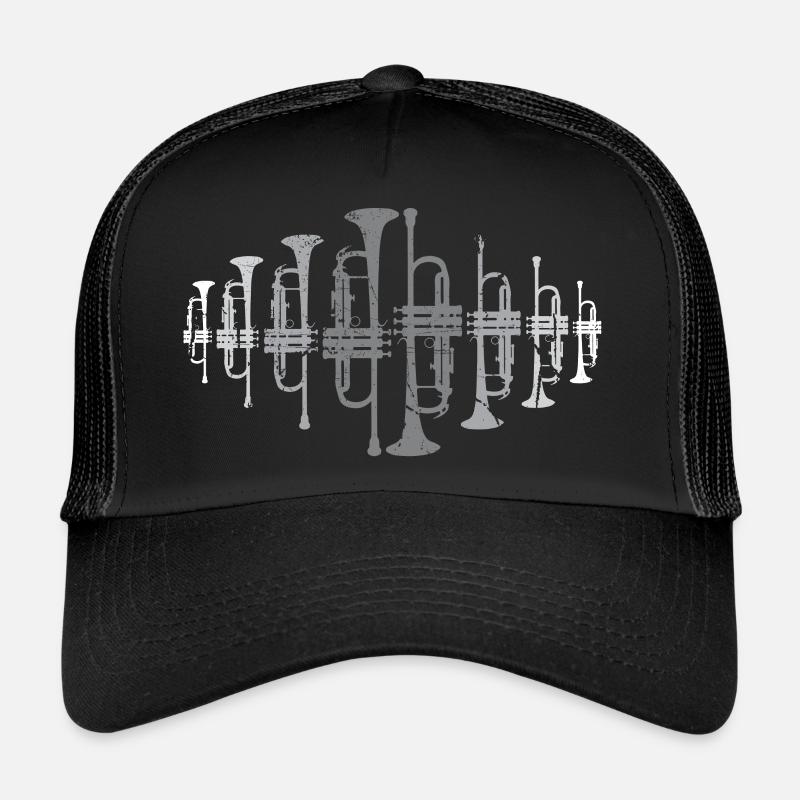 Trompeten Design Instrumente Musik - Trucker Cap - Schwarz/Schwarz