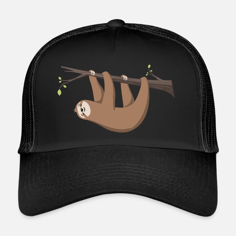Sloth Sloth hangs on the branch - Trucker Cap - black/black
