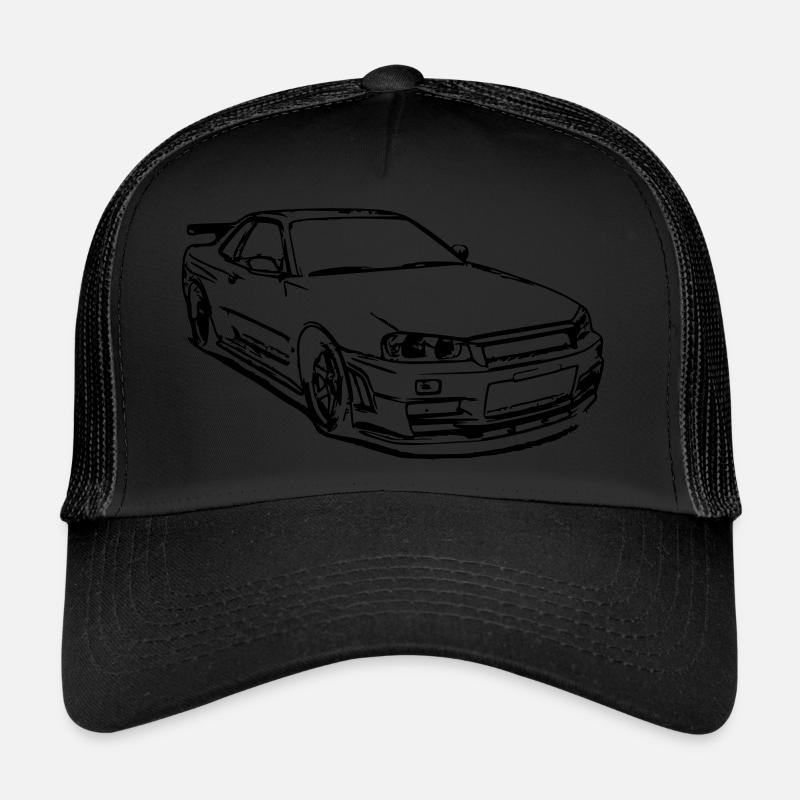 Skyline GTR R34 - Trucker Cap - Schwarz/Schwarz