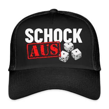 Schock Aus - Knobeln und Schocken Würfel Shirt - Trucker Cap - Schwarz/Schwarz - Vorne