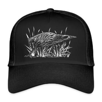 Rohrdommel am Wasser im Schilf - Trucker Cap - Schwarz/Schwarz - Vorne
