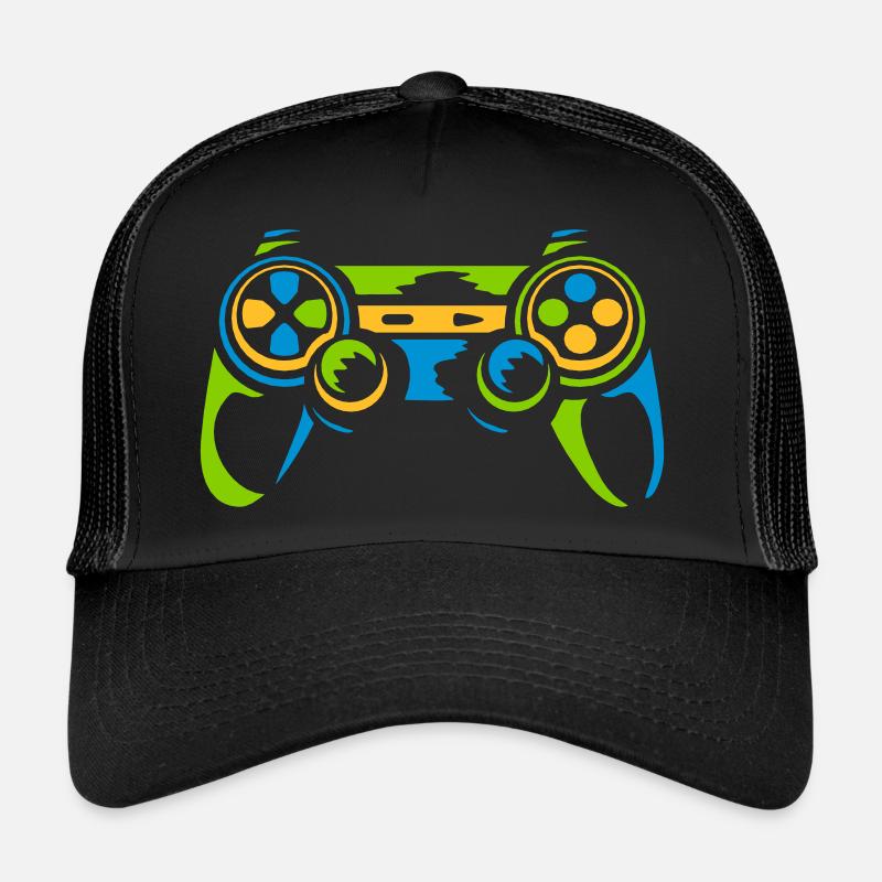 Bunter Controller Retro Konsole - Trucker Cap - Schwarz/Schwarz