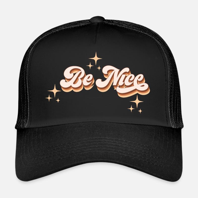 Be nice - Schriftzug mit Sternen - Trucker Cap - Schwarz/Schwarz