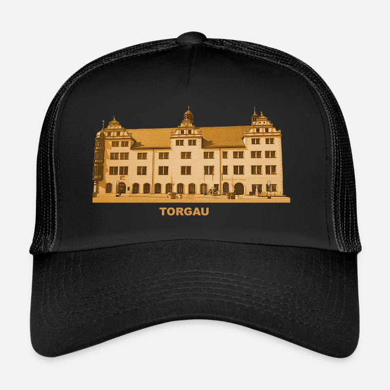 Torgau Rathaus Elbe Sachsen Nordsachsen - Trucker Cap - Schwarz/Schwarz