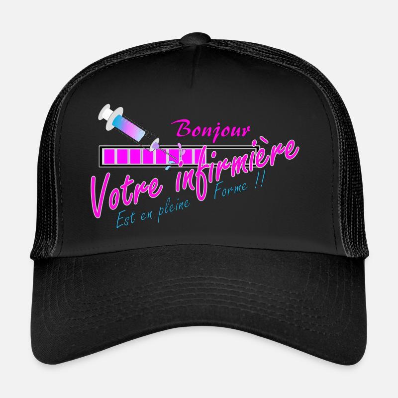 Logo infirmiere seringue - Casquette trucker  - noir/noir