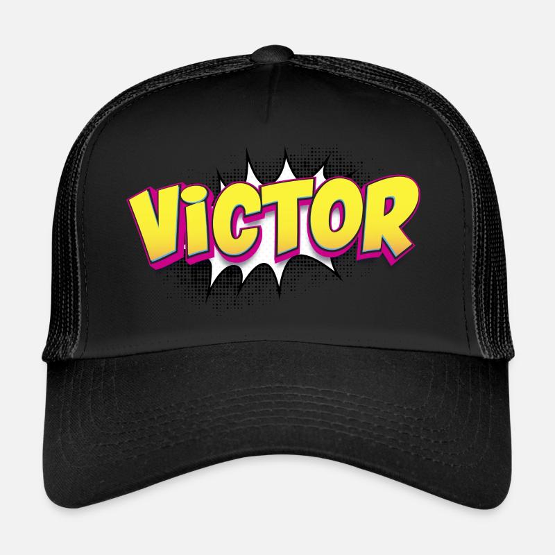 Victor Custom Name Comic Book Style Pop Art, Trucker Cap