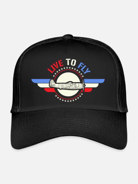 Live To Fly Stars & Stripes Aviator Flag Style - Trucker Cap - black/black - Front