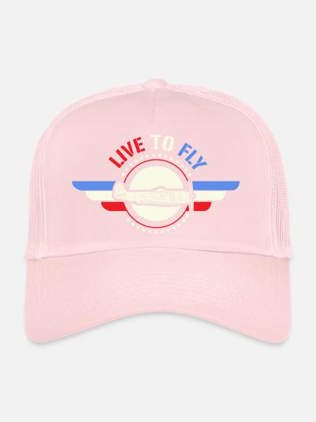 Live To Fly Stars & Stripes Aviator Flag Style - Trucker Cap - pale pink - Front