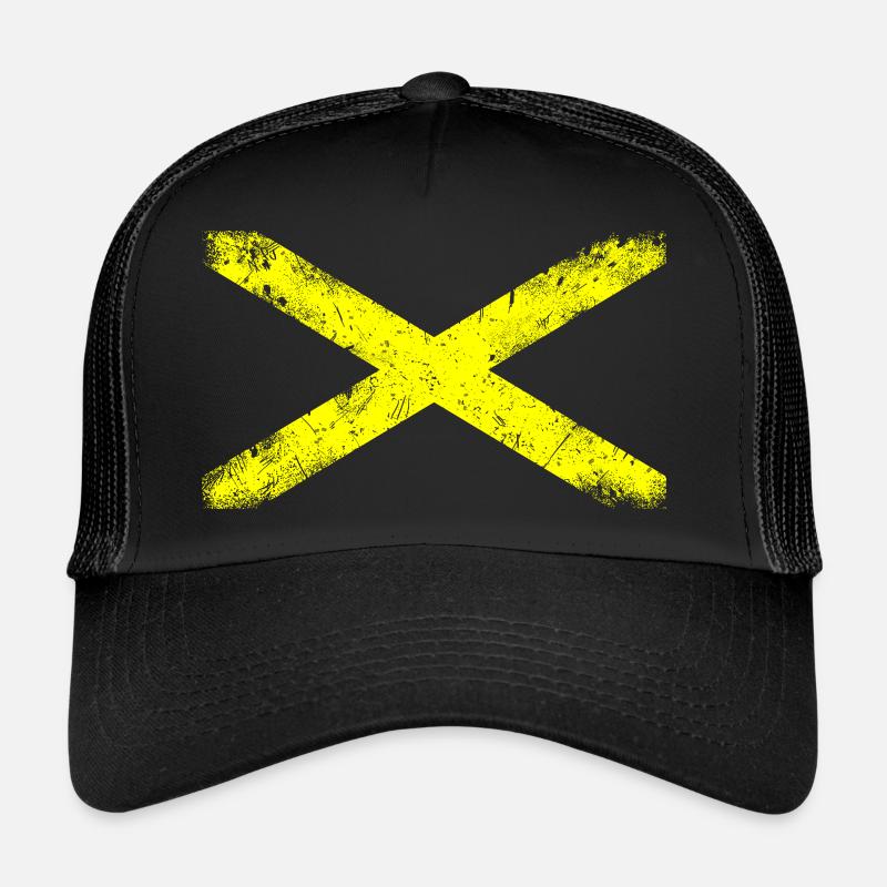 Kreuz Gelb - Trucker Cap - Schwarz/Schwarz