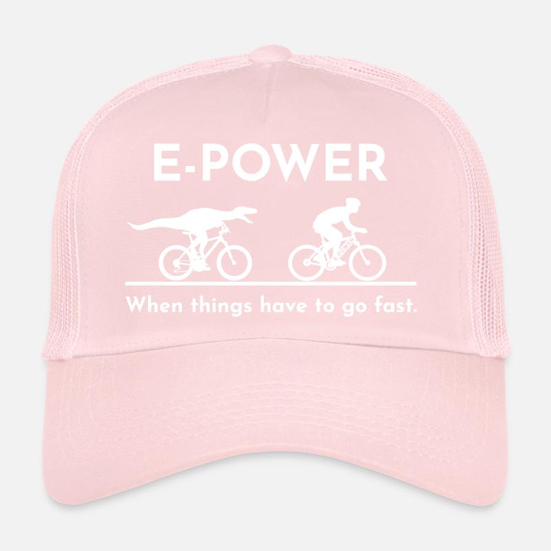 Velociraptor chasing e-biker Trucker Cap