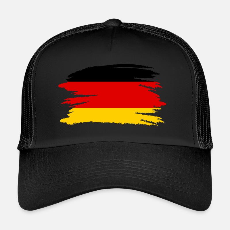 Deutschland Flagge - Trucker Cap - Schwarz/Schwarz