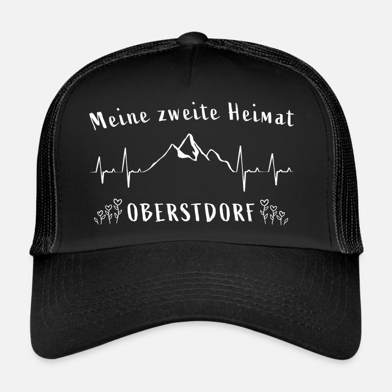 Oberstdorf - meine 2. Heimat - Herzschlag Liebe - Trucker Cap - Schwarz/Schwarz