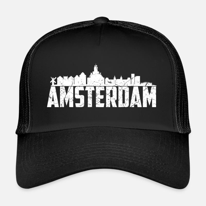 Amsterdam Skyline - Trucker Cap - Schwarz/Schwarz