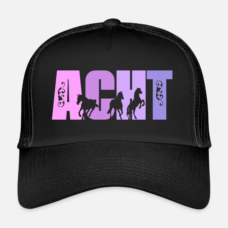8. Geburtstag Mädchen 8 Jahre alt Pferde Pferd - Trucker Cap - Schwarz/Schwarz