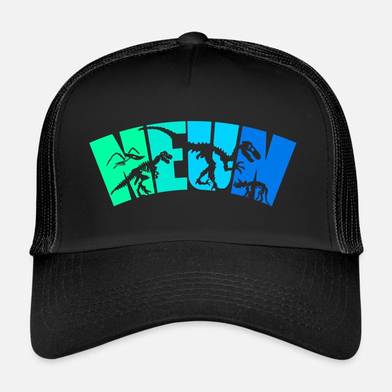 9. Geburtstag Dino Junge 9 Jahre alt Dinosaurier - Trucker Cap - Schwarz/Schwarz