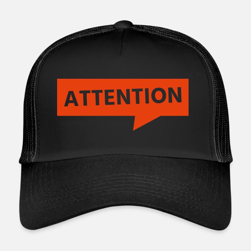 Attention - caution red - Trucker Cap - black/black