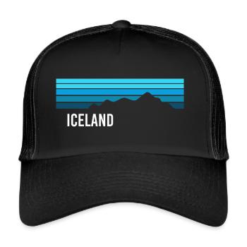 Island Iceland Geysir Fjords Volcano - Trucker Cap - black/black - Front