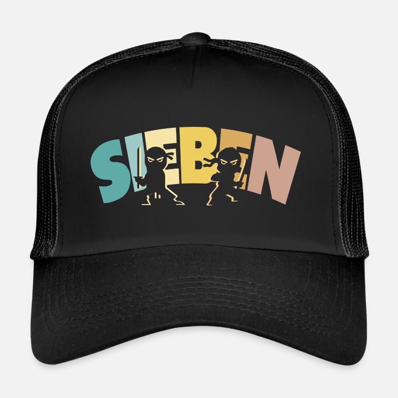 Ninja 7 Jahre Junge 7. Geburtstag - Trucker Cap - Schwarz/Schwarz