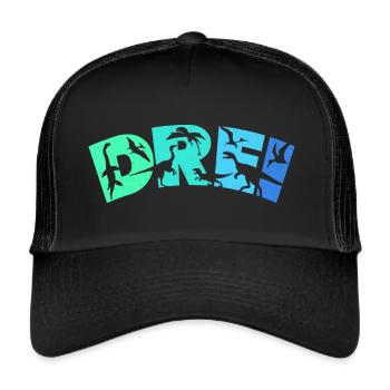 Kinder 3 Jahre Dinosaurier 3. Geburtstag Dino - Trucker Cap - Schwarz/Schwarz - Vorne