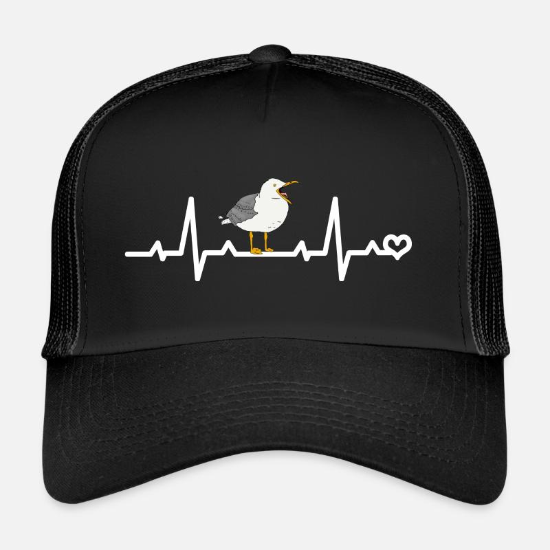 Möwe Herzfrequenz EKG - Trucker Cap - Schwarz/Schwarz