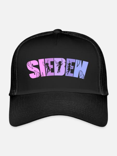 Feen Geburtstag 7 Jahre Mädchen Kleine Fee - Trucker Cap - Schwarz/Schwarz - Vorne