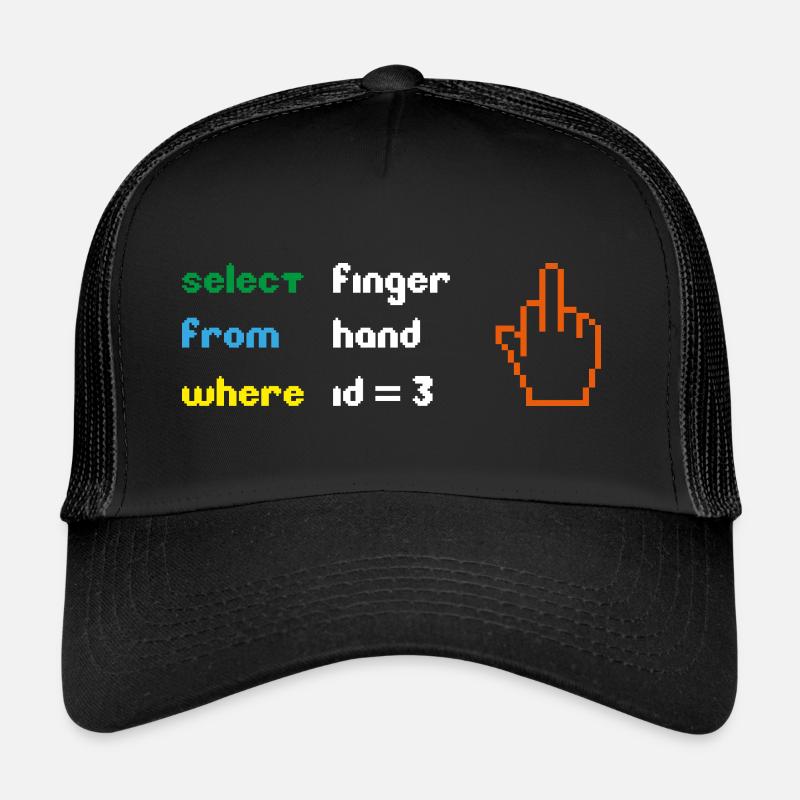 Lustige SQL-Abfrage: 8-Bit-Mittelfinger für Geeks Trucker Cap