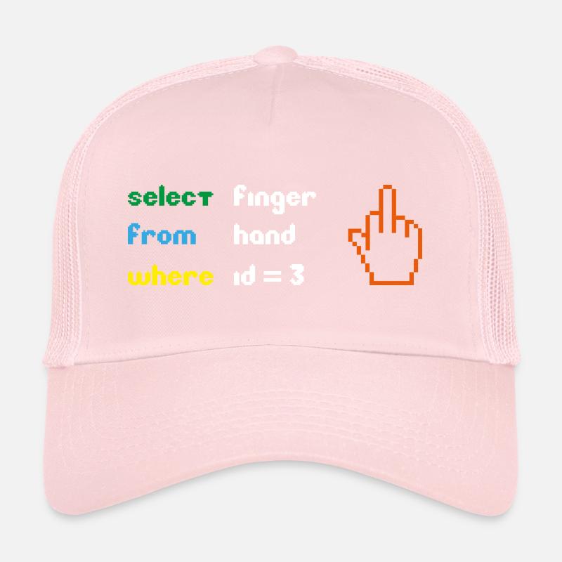 Funny SQL Query : un doigt d’honneur 8 bits pour les geeks Casquette trucker 