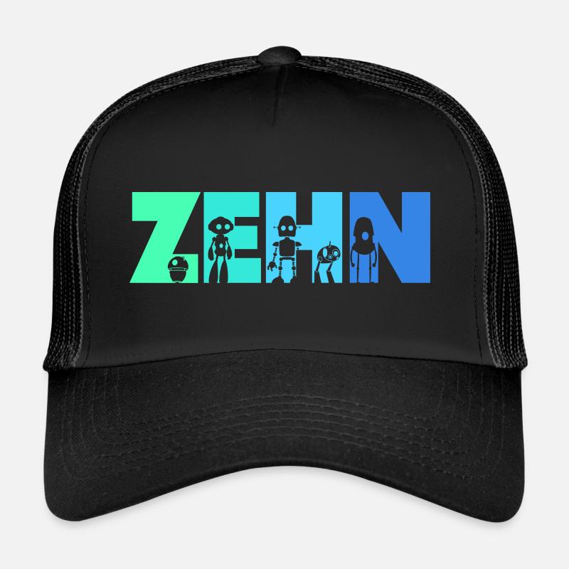 10. Geburtstag Robotik Technik 10 Jahre Roboter - Trucker Cap - Schwarz/Schwarz