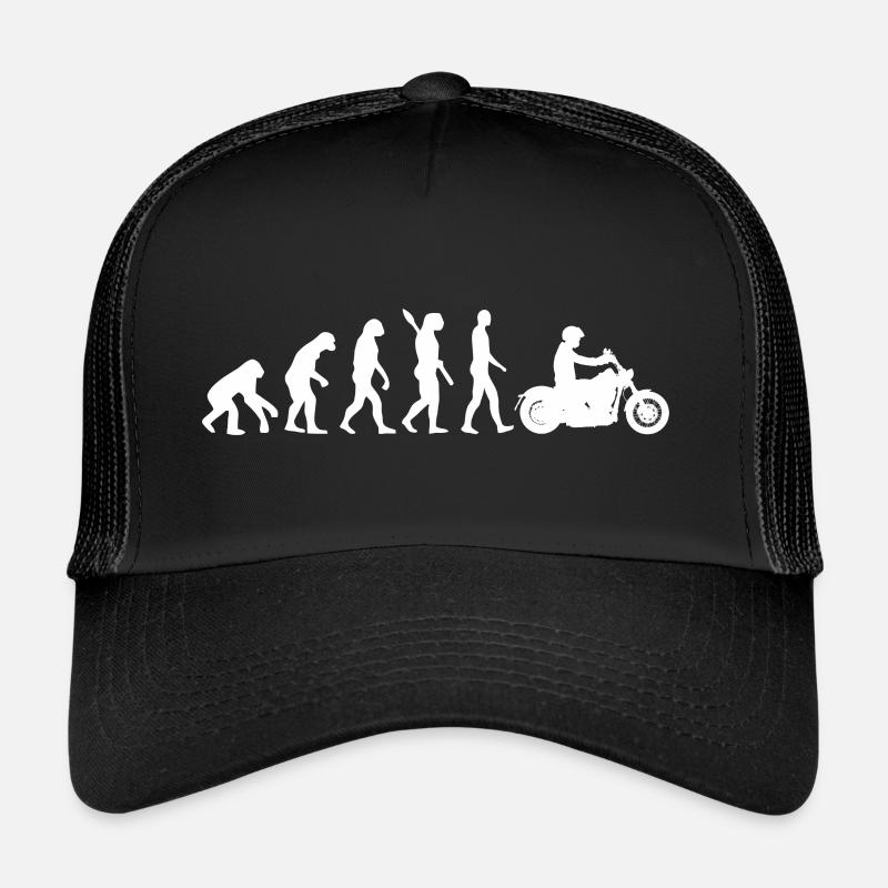 Motorrad Evolution Grafik - Trucker Cap - Schwarz/Schwarz