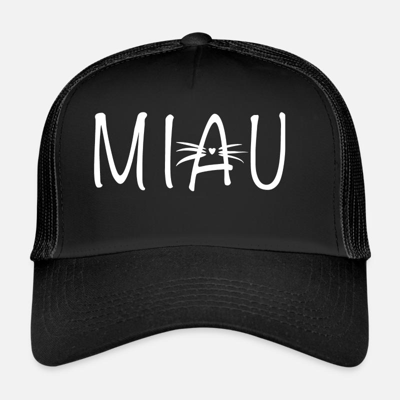 Katze Miau Geschenk Tierfreund - Trucker Cap - Schwarz/Schwarz