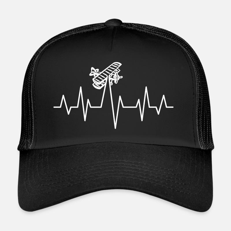 Flugzeug Herzschlag - Trucker Cap - Schwarz/Schwarz