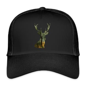 Hirsch - Trucker Cap - Schwarz/Schwarz - Vorne