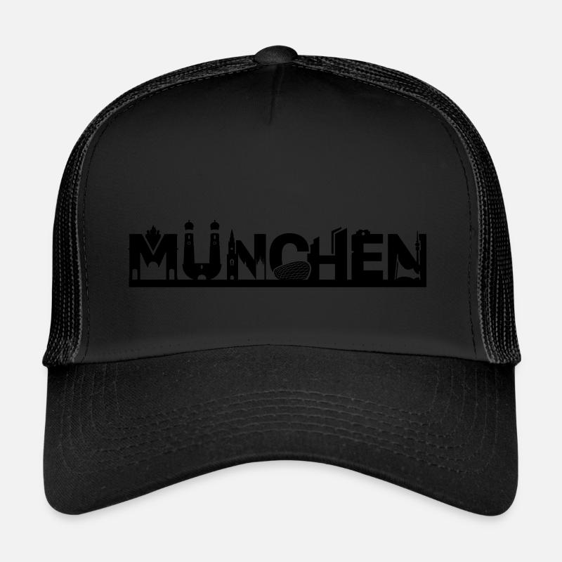 Ligne d’horizon de Munich avec curiosités Casquette trucker 