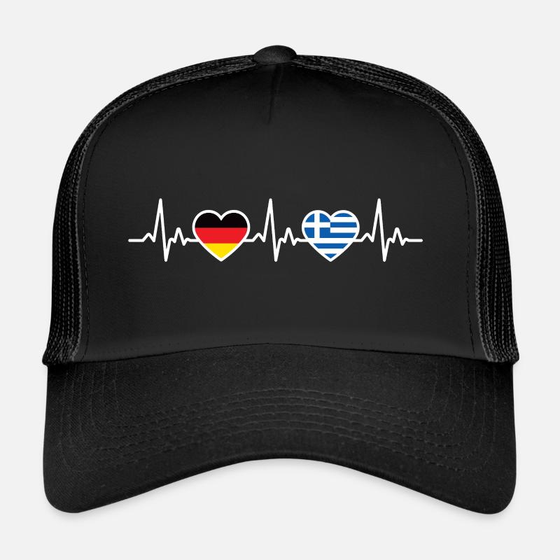 Grèce Allemagne Battement de cœur Drapeau Grec Casquette trucker 