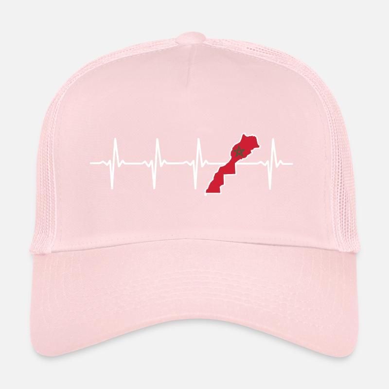 Heartbeat Morocco Map Gift for Moroccan Trucker Cap