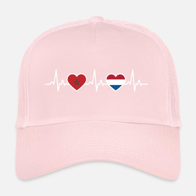 Maroc Pays-Bas Heartbeat Drapeau Marocain Casquette trucker 