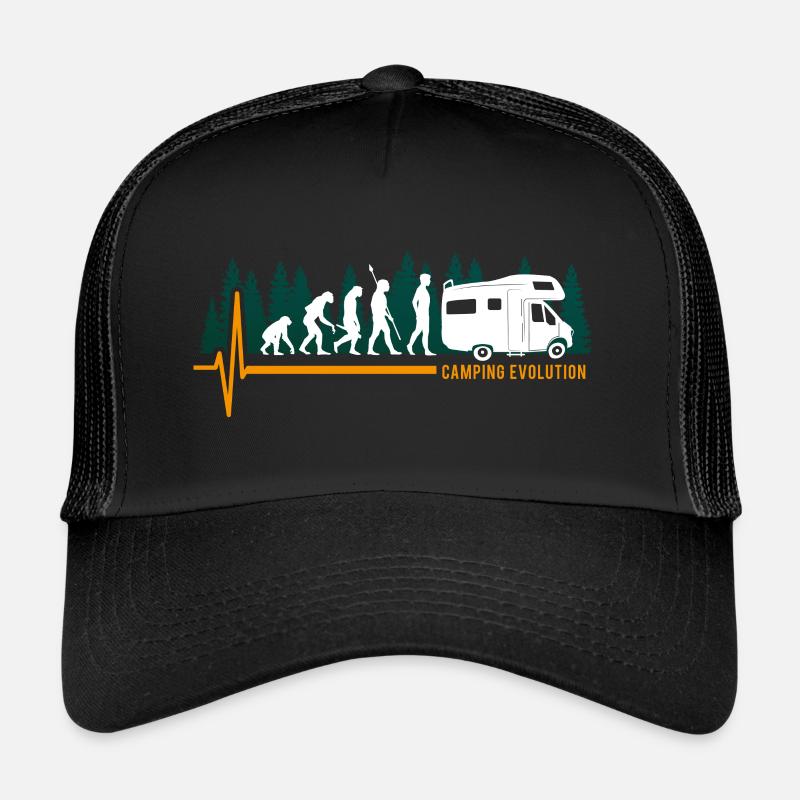 Camping-car Evolution Camping - Cadeau campeur - Casquette trucker  - noir/noir