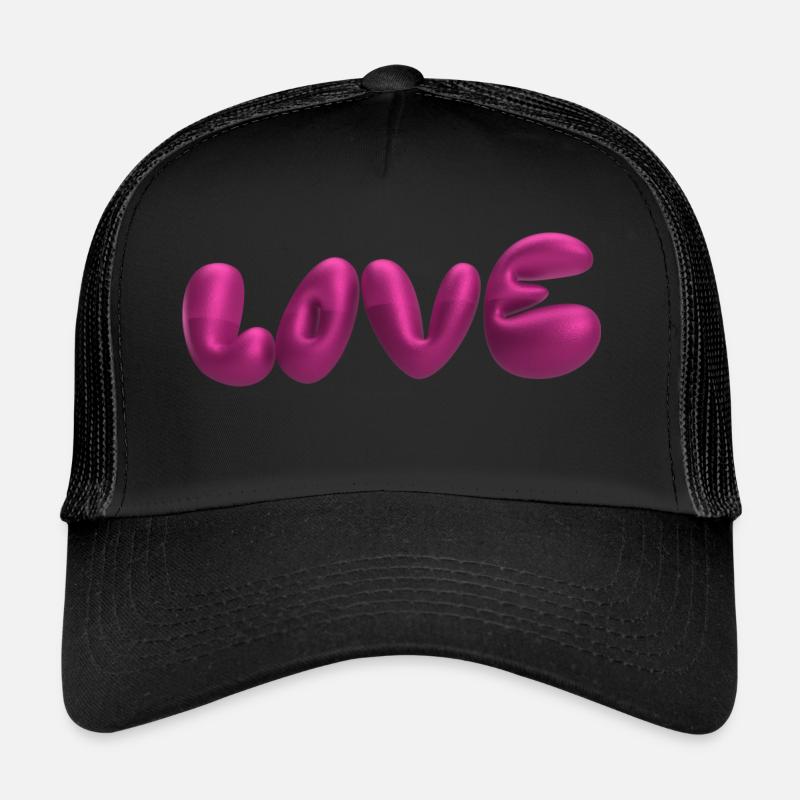 love,3d,buchstaben,ballon,3d,liebe,metallic - Trucker Cap - Schwarz/Schwarz