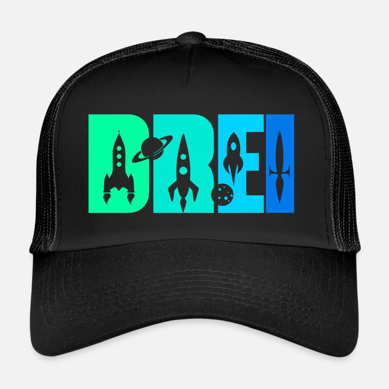 3ème anniversaire garçon vaisseau spatial fusée de 3 ans Casquette trucker 