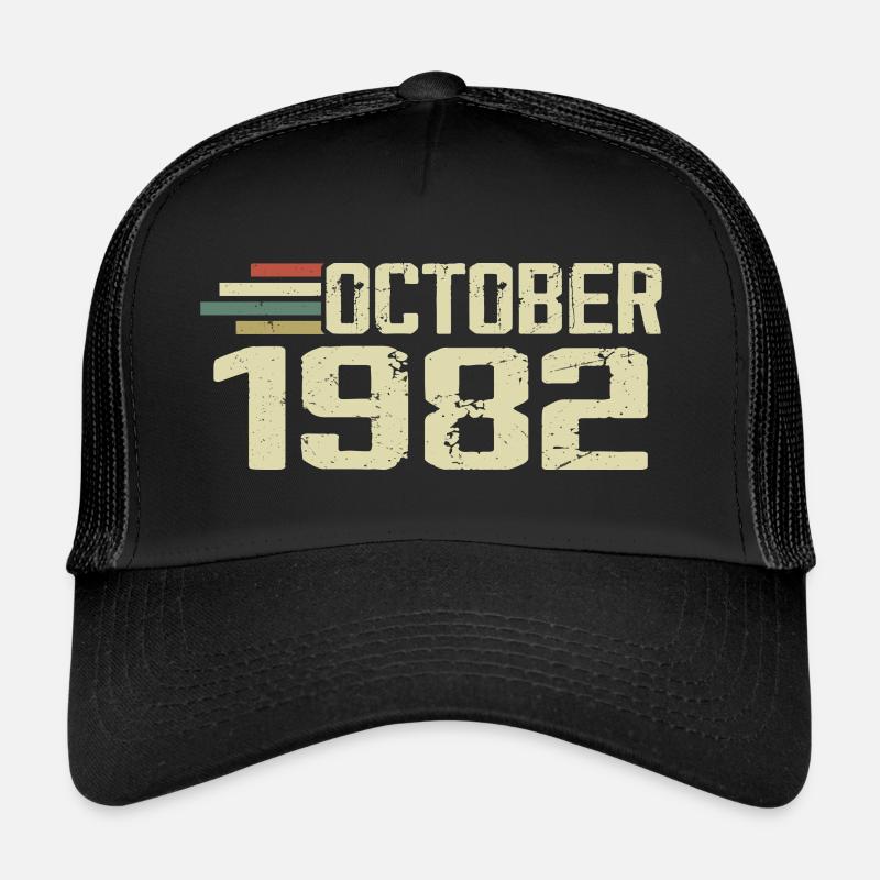 October 1982 - Geburtstag im Oktober 1982 - Trucker Cap - Schwarz/Schwarz