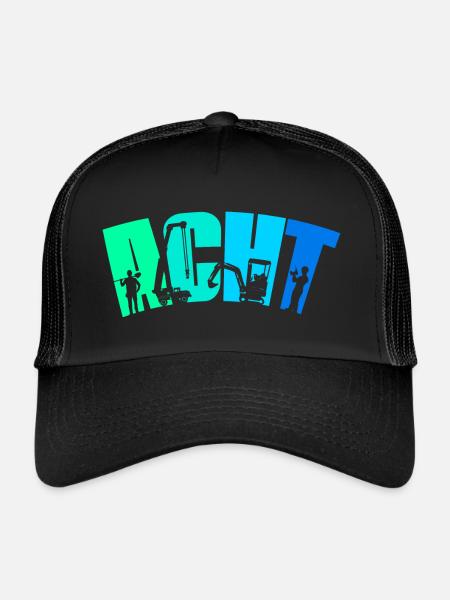 8. Geburtstag Junge 8 Jahre Baustelle Bauarbeiter - Trucker Cap - Schwarz/Schwarz