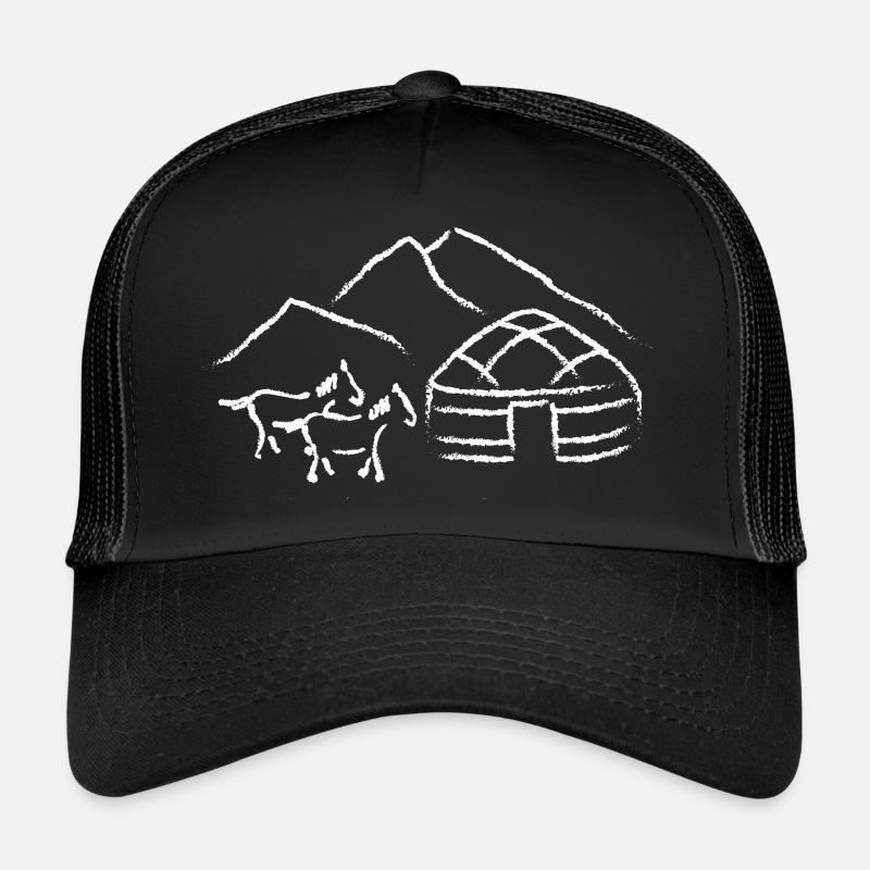 Yurt design white - Trucker Cap - black/black