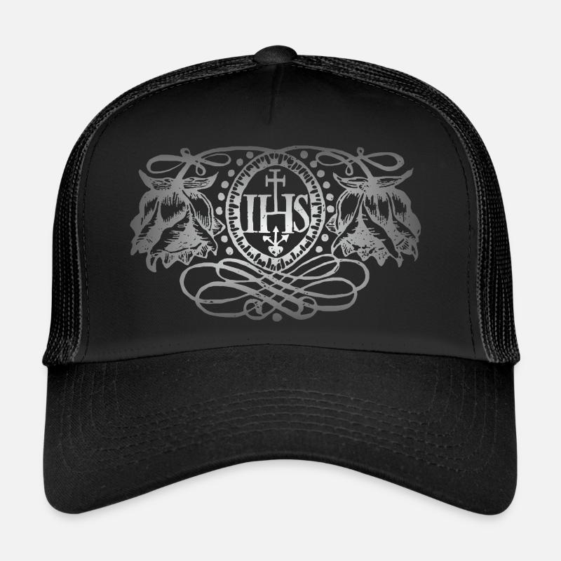 Jesus Christus IHS, antike Illustration, Hoffnung - Trucker Cap - Schwarz/Schwarz