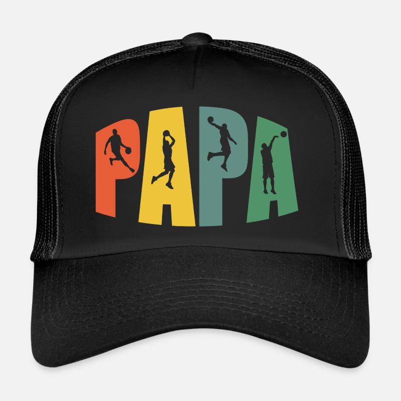 Basketball Papa Vintage Geschenk - Trucker Cap - Schwarz/Schwarz