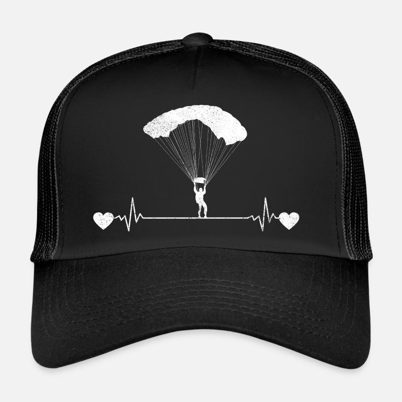 Paragleiter EKG Gleitschirm Herzschlag Paragliding - Trucker Cap - Schwarz/Schwarz