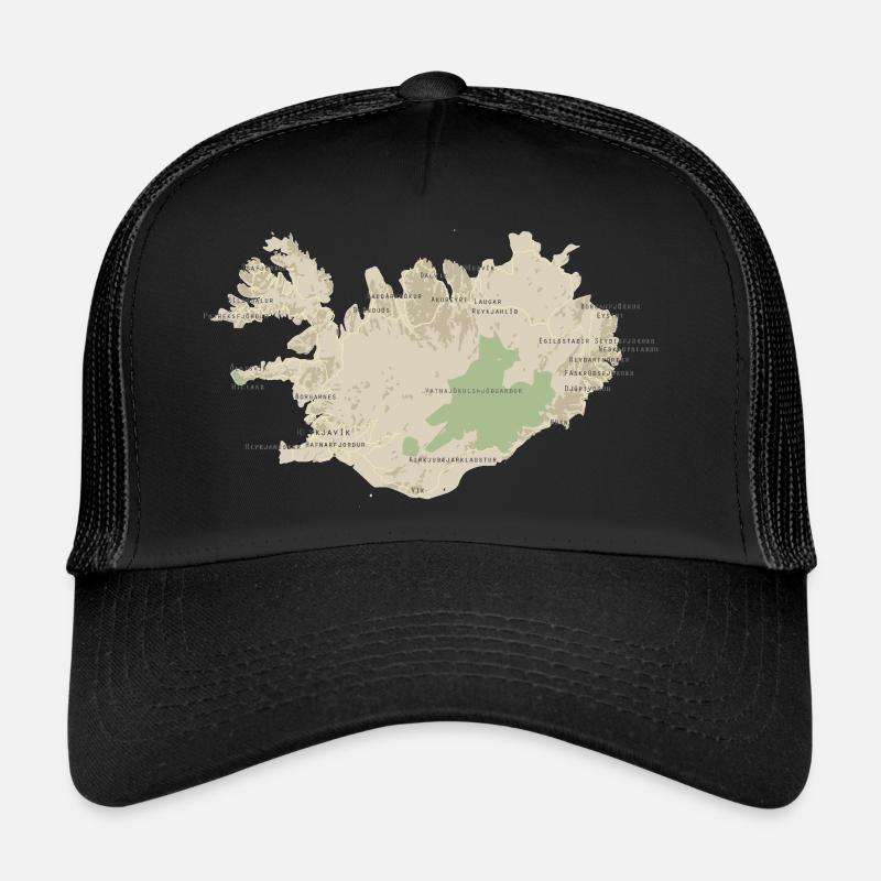 Map of Iceland - Trucker Cap - black/black