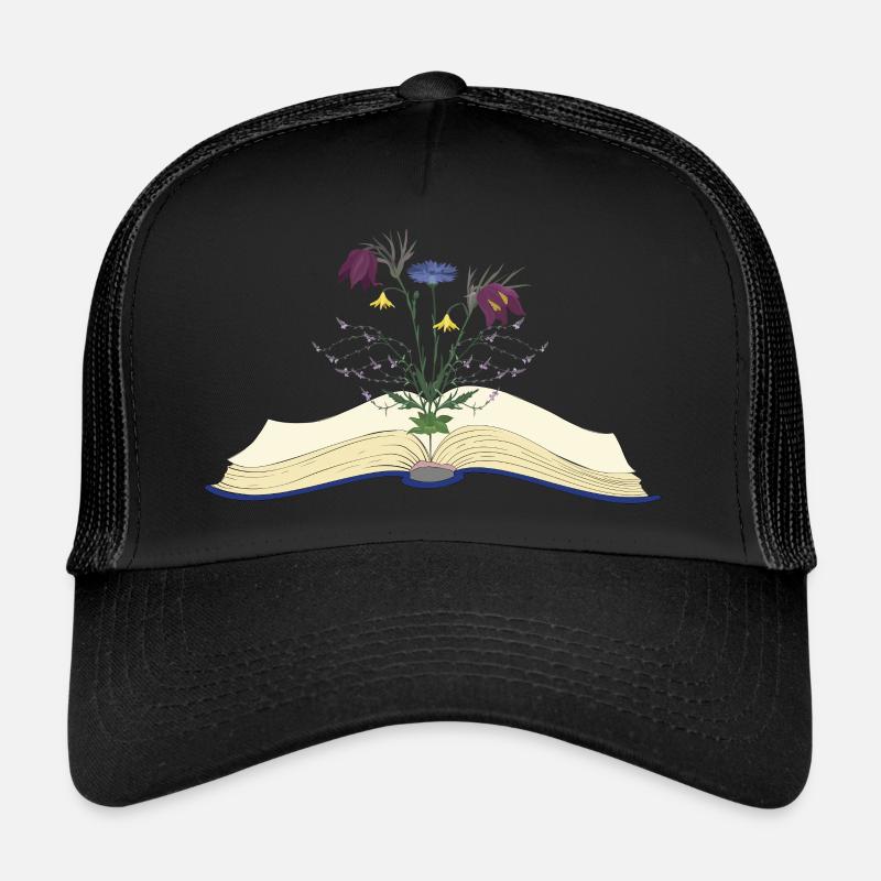 Wild Blumen Blüten wachsen aus Buch Trucker Cap